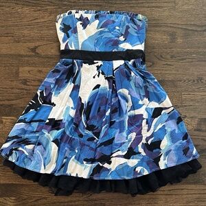 CITY STUDIO Strapless Blue Mini Party Fit + Flare Cocktail Party Dress Womens 9